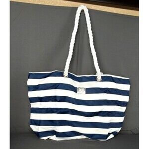 NWT Bang & Carsen Large Blue & White Striped Beach Bag Rope Handles
